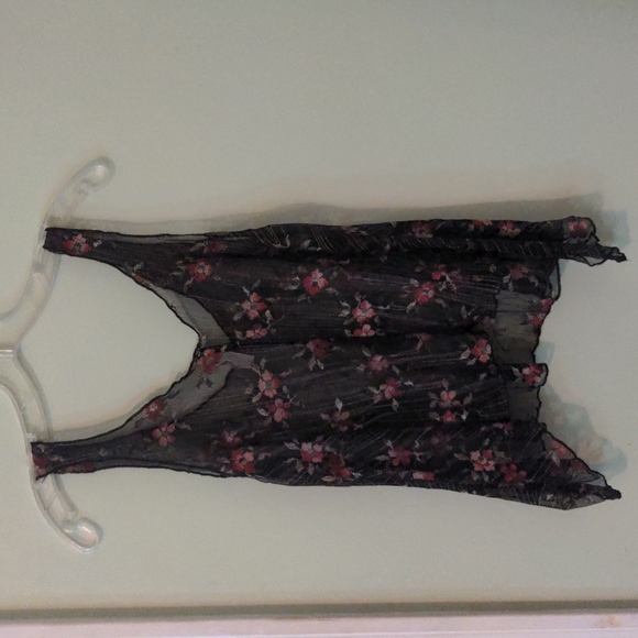 Lovely Day, no size on tag, Black Camisole with Pink and Red Flowers - Picture 2 of 7